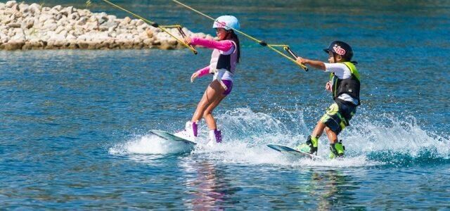 Overhead view of the Sesitec cable wakeboard system at Velocity Island Park